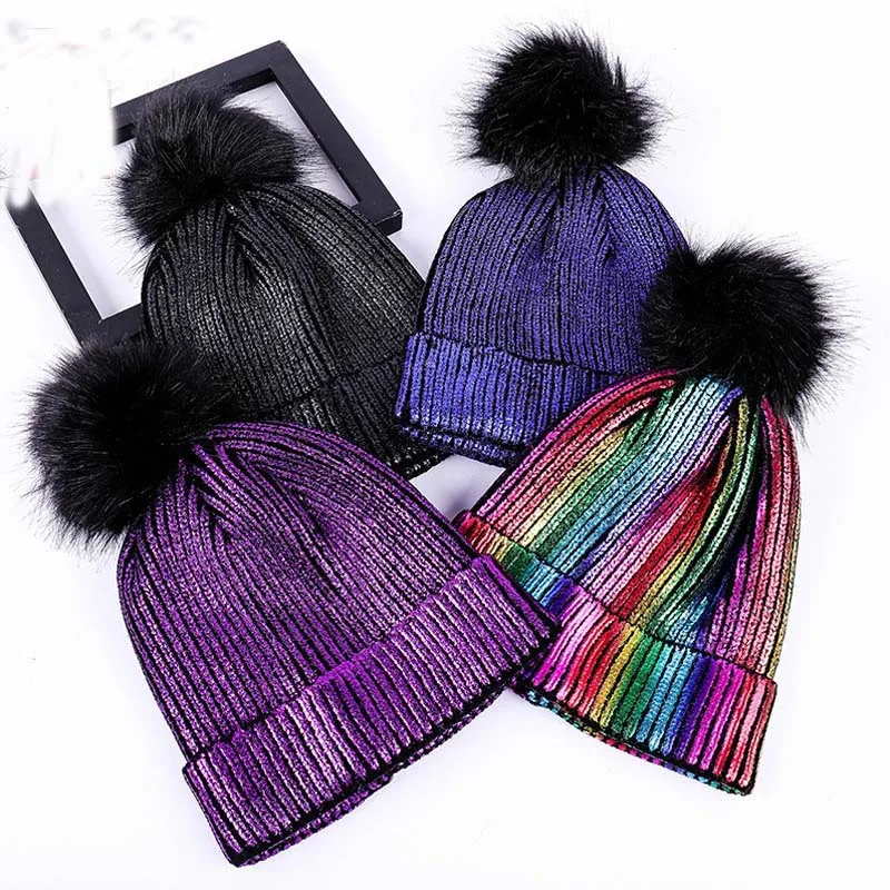 Top Trends: Hot Gold Silver Beanies Woolen Hat Female Autumn Winter Students Warm Woolen Knit Hat Reflective Beanies Shoppable Styles