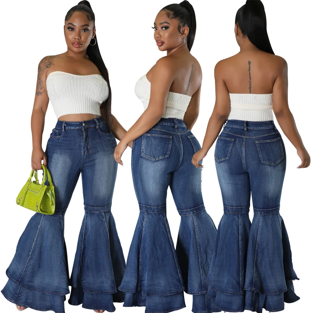 Top Trends: Women's Vintage Flare Jeans High Waist Stretch Denim Casual Solid Bodycon Work Long Bell Bottoms 2023 Fashion High Streetwear Shoppable Styles - Image 6