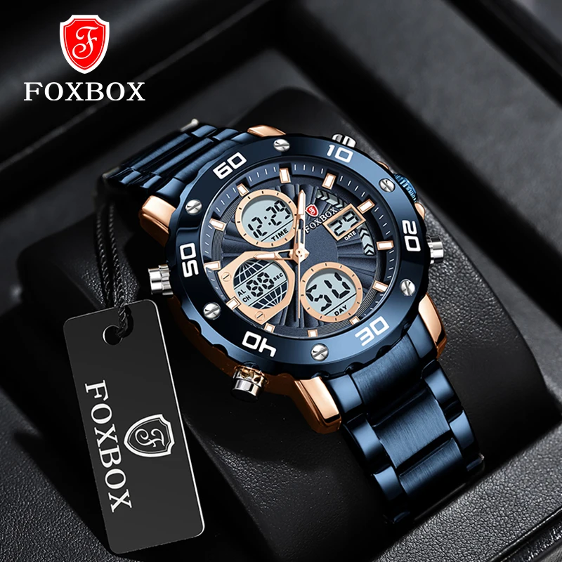 Top Trends: FOXBOX New Luxury Brand Men&#039;s Watches Business Stainless Steel Quartz Watch For Men Sports Waterproof Clock Relogio Masculino Shoppable Styles