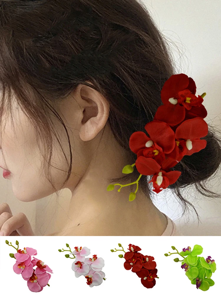 Top Trends: Butterfly Orchid Flower Hair Clip Boho Hairpins Headwear Bridal Bang Clip Side Clips Hawaii Headpieces Wedding Hair Accessories Shoppable Styles