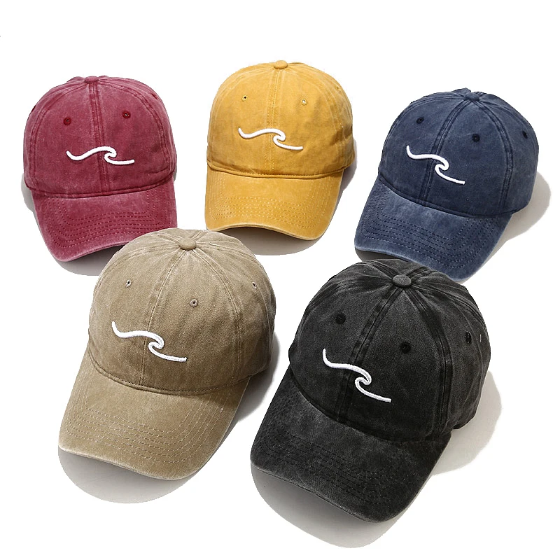 Top Trends: Washed Cotton Dad Hat For Men Women Wave Embroidery Baseball Cap Fashion Hip Hop Caps Snapback Hat Sports Cap Bone Garros Shoppable Styles