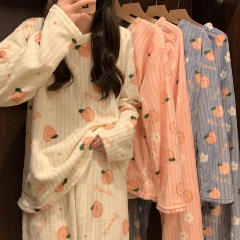 Top Trends: 2023 Women&#039;s Pajamas Coral Plush Warm Home Clothes Sweet Cute Pajamas Fashion Large Home Clothes For Women In Autumn And Winter Shoppable Styles