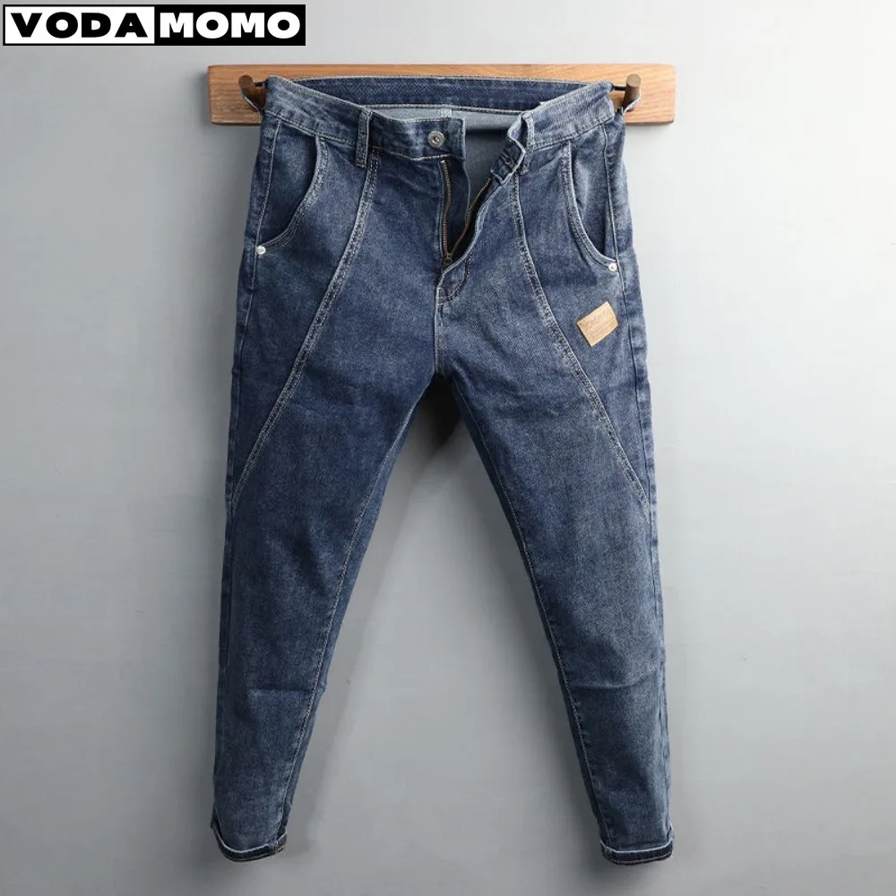 Top Trends: High Quality Blue Denim Jeans Men Slim 2023 New Design Youth Joker Handsome Korean Fashion Streetwear Students Pencil Pants Men Shoppable Styles