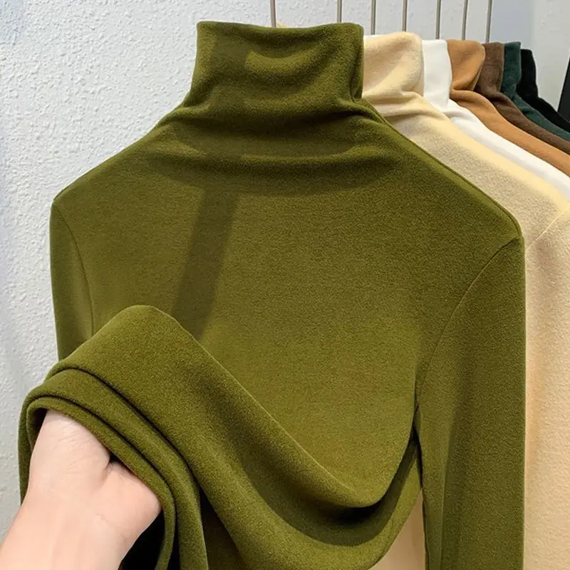 Top Trends: Women&#039;s Turtleneck Solid Color Patchwork Bottom Thick Autumn And Winter 2023 New Commute Long Sleeve Pullover Slim T-Shirts Tops Shoppable Styles