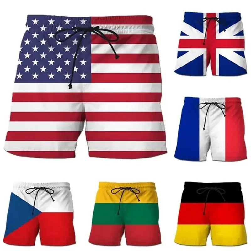 Top Trends: Germany USA UK Flag Beach Shorts Men 3D Printing Board Shorts Swimsuit Homme 2023 Summer Hawaii Swim Trunks Cool Kids Ice Shorts Shoppable Styles