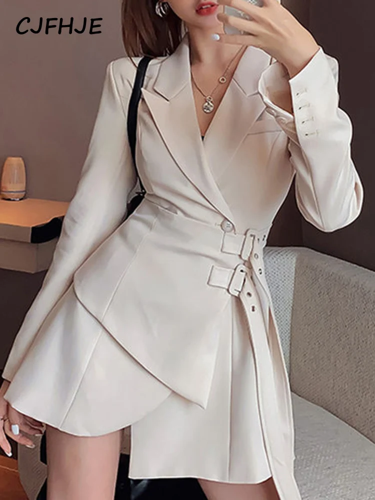 Top Trends: CJFHJE Mini Party Blazer Dress Women Korean One-piece Office Lady Elegant Dress Chic Sashes Design Long Sleeve Clothes Winter Shoppable Styles