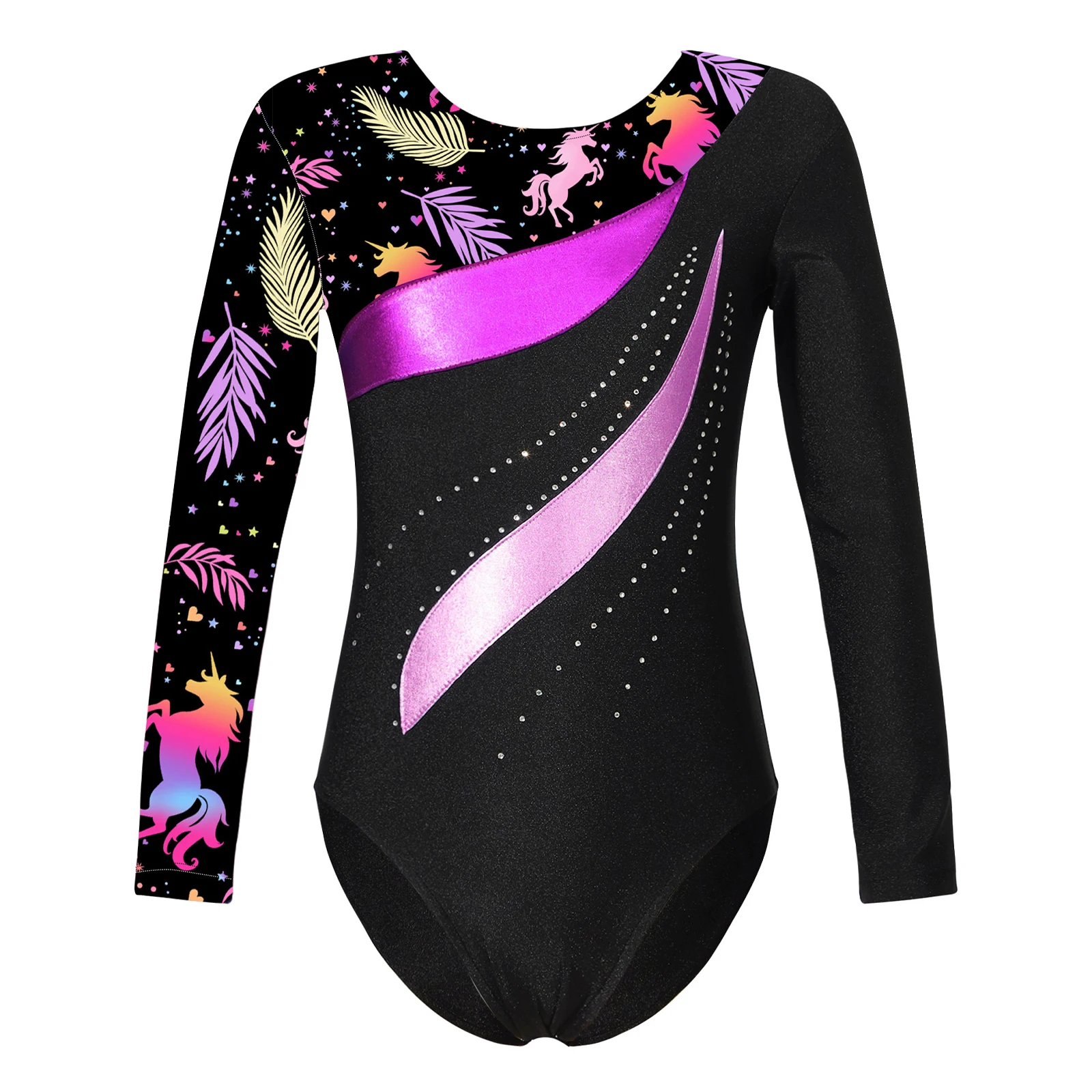 Top Trends: Kids Girls Ballet Dance Gymnastic Leotard Long Sleeve Printed Jersey Bodysuit Ballet Suit For Skating Dance Stage Performance Shoppable Styles