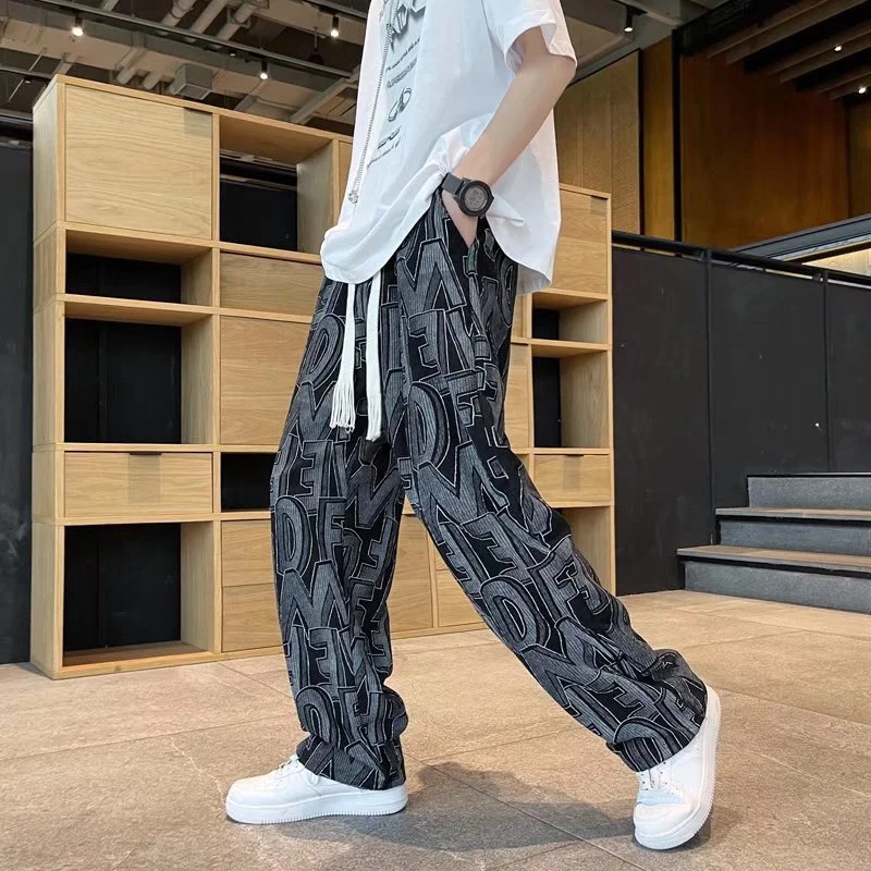 Top Trends: Autumn Streetwear Allover Print Pants Drawstring Preppy Casual Male Baggy Pantalones Hip Hop Straight Sweatpants Loose Trousers Shoppable Styles