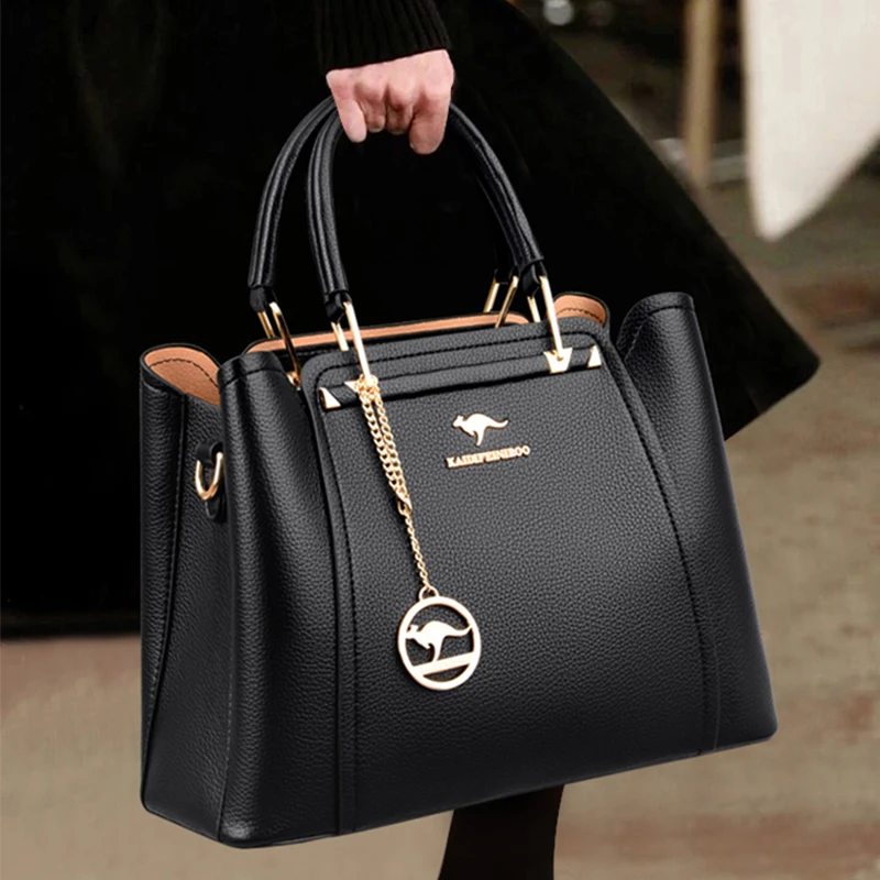 Top Trends: Women Leather Bag Ladies Handbags Luxury Designer 3 Layers Large Shoulder Bag For Women Crossbody Bags Brand Messenger Bag Tote Shoppable Styles