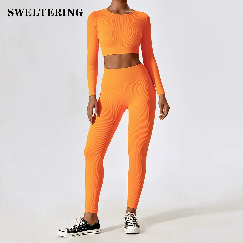 Top Trends: 2PCS Yoga Set Gym Set Workout Clothes For Women Seamless Leggings Sports Bra Suit Female Clothing Long Sleeved Women Tracksuit Shoppable Styles