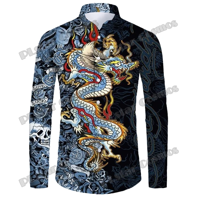 Top Trends: New Year Dragon Pattern Men's Shirts Long Sleeve Luxury Clothing 3D Printed Tattoo Fashion Button Spring Autumn Mens Casual 2024 Shoppable Styles