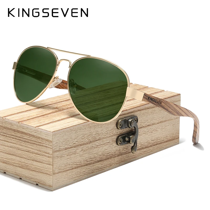 Top Trends: KINGSEVEN High Quality Wood Alloy Frame Men Sunglasses Women UV400 Sun Glasses HD Polarized Lens Eyewear Camping Fishing Gafas Shoppable Styles