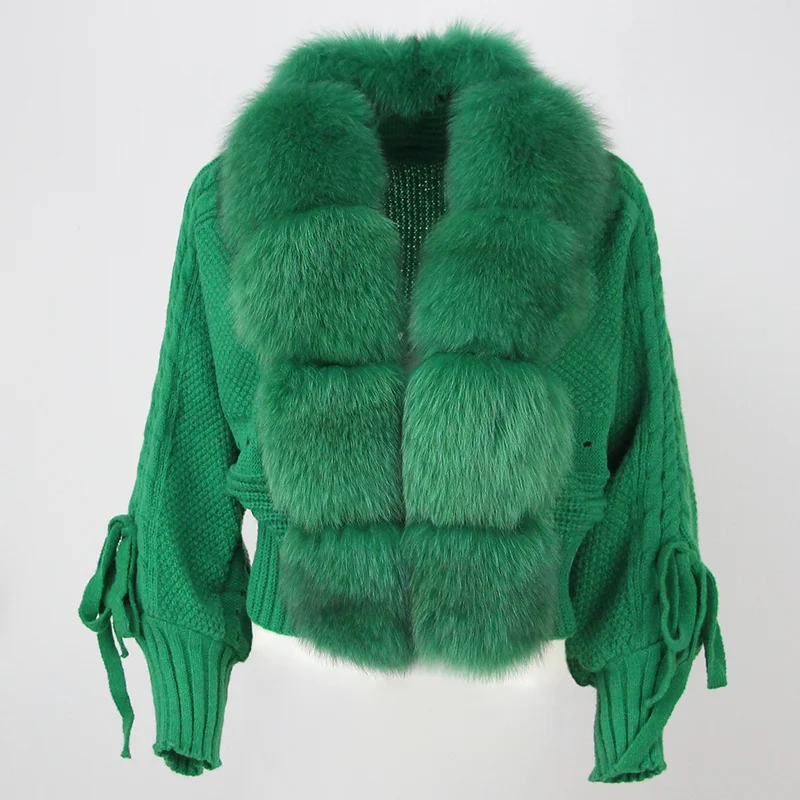 Top Trends: Winter New 2023 Natural Fur Outcoat Women Real Fox Fur Collar Fashion Casual Short Warm Loose Knitted Jacket Solid Color Outwear Shoppable Styles