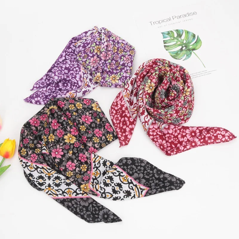 Top Trends: 85*85cm Russian Floral National Square Scarf Women Cotton Printed Handkerchief Head Hair Shawl Ethnic Wraps Bandana Scarves Shoppable Styles - Image 2