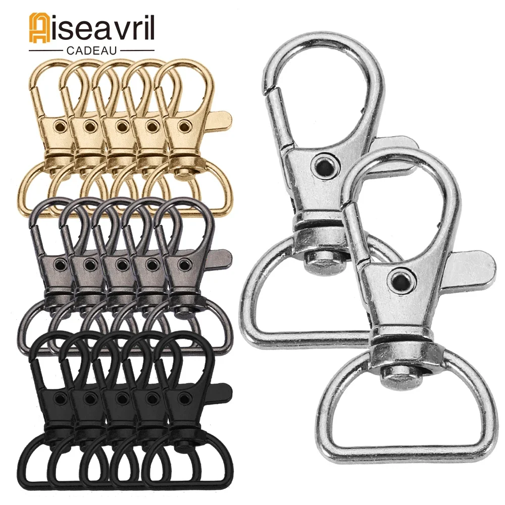 Top Trends: 5 / 10 / 20pcs Swivel Clasps With D Ring Lanyard Snap Hooks Keychain Clip Hook Metal Lobster Claw Clasp For Keyrings Crafting Sewing Shoppable Styles