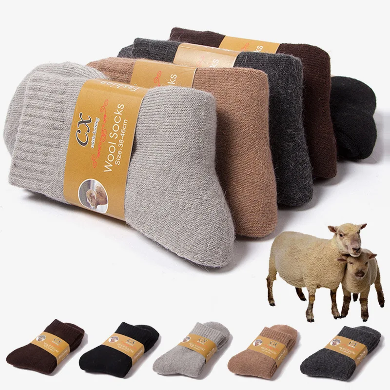 Top Trends: 1 Pairs Men Winter Warm SocksThickened Wool High Quality Towel Keep Warm Socks Solid Color Snow Terry Christmas Gift 36-43 Size Shoppable Styles