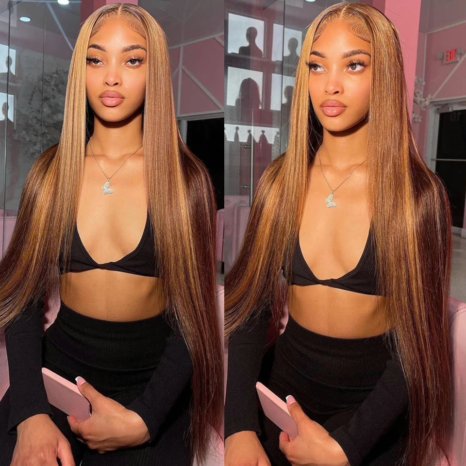 Top Trends: 32 34 36 Inch 13x6 HD Lace Front Wigs Human Hair Highlight Straight 13x4 Lace Frontal Wig Glueless Preplucked For Black Women Shoppable Styles