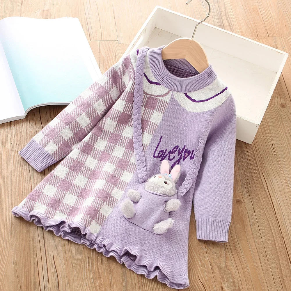 Top Trends: Children's Knit Dress 2022 Autumn Winter Little Girl Cute Cartoon Rabbit Casual Sweater Girls Toddler StellaLou Princess Dress Shoppable Styles