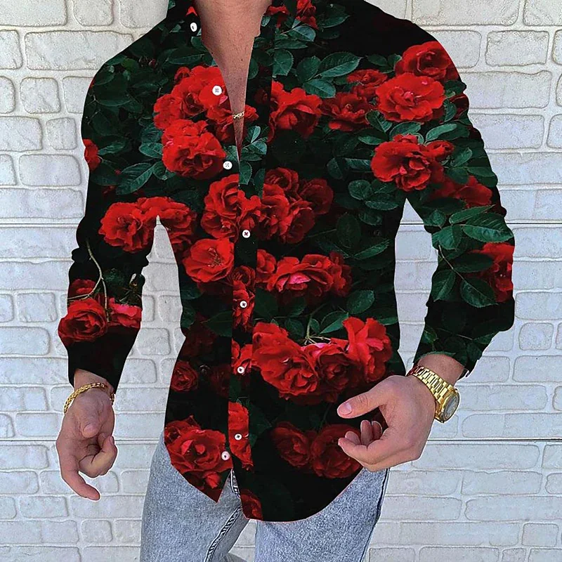 Top Trends: Men&#039;s Rose-shaped Lapel Shape Slim Shirt Casual Spring And Summer Casual Street Top Soft Material New 2023 Shoppable Styles