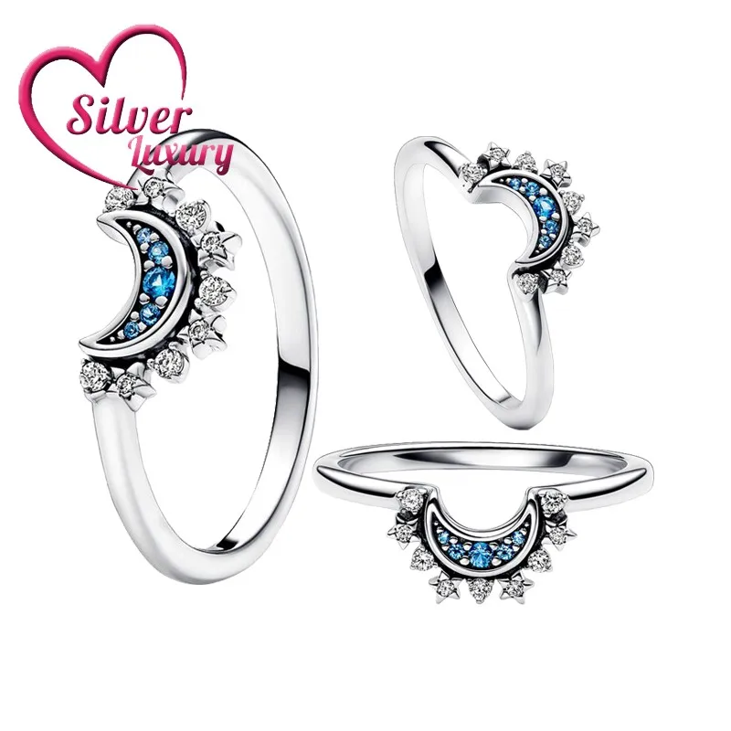 Top Trends: 2023 Summer New Luxury Top Grade Shining Blue Moon Shining Rising Sun And Me Ring Suitable For Women To Wear Diy Jewelry Shoppable Styles - Image 4