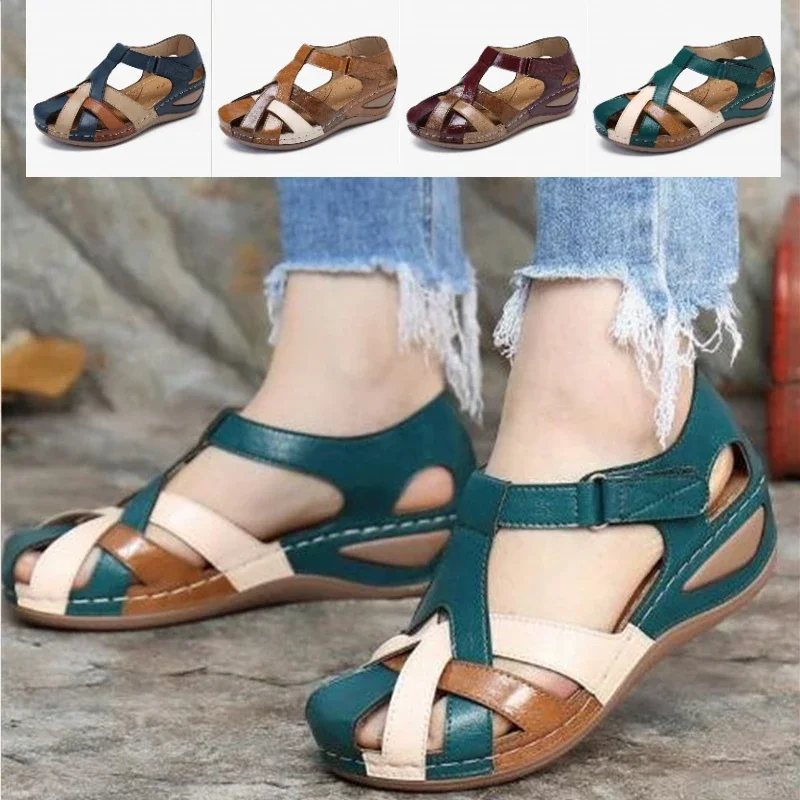 Top Trends: Woman Roman Elegant Low Heels Casual Round Toe Shoes Flat Leather Platform Women's Summer Footwear Sandals 2023 Comfortable Shoe Shoppable Styles