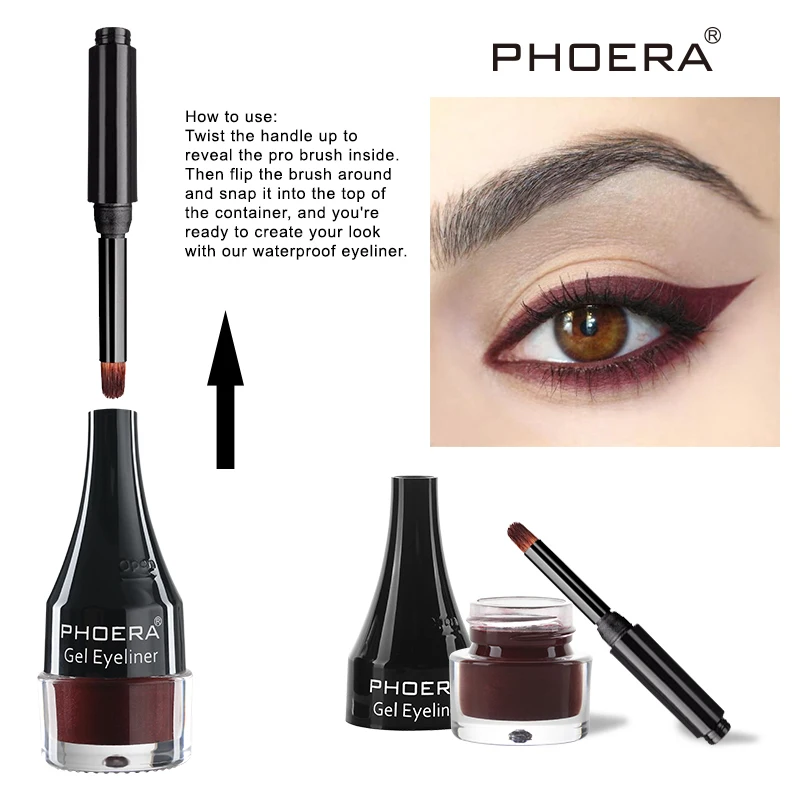 Top Trends: PHOERA Colorful Eyeliner 10 Colors Waterproof Eyeliner Gel With Brush Long-lasting Eye Liner Cream Makeup Tools Women Cosmetics Shoppable Styles - Image 3