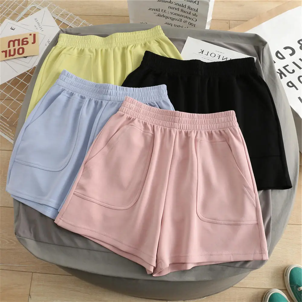 Top Trends: Summer Women's Shorts High Waist Casual Sports Shorts Loose Homewear Bottoms Elastic Hot Pants Solid Wide Leg Sweat Short Shoppable Styles