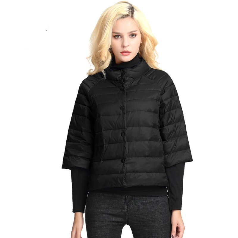 Top Trends: Women&#039;s Light And Short Style Autumn Thin Down Jacket Three Quarter Sleeves Stand Collar Fashionable Coat Shoppable Styles