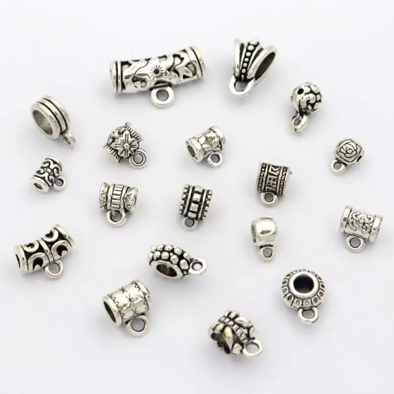 Top Trends: 20pcs All Mix Tibetan Silver Big Hole Metal End Bead Connector For Jewelry Making Diy Bracelet Necklace Accessories Wholesale Shoppable Styles