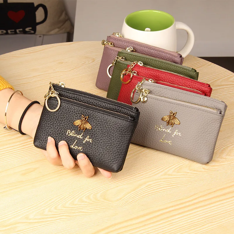 Top Trends: CICICUFF Brand Genuine Leather Coin Purse Women Mini Change Purses Kids Coin Pocket Wallets Key Chain Holder Zipper Pouch New Shoppable Styles