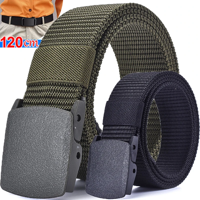 Top Trends: 120CM Canvas Men's Military Belt Fashion Black Nylon Outdoor Metal Automatic Buckle Casual All-match Luxury Belt Male Wholesale Shoppable Styles