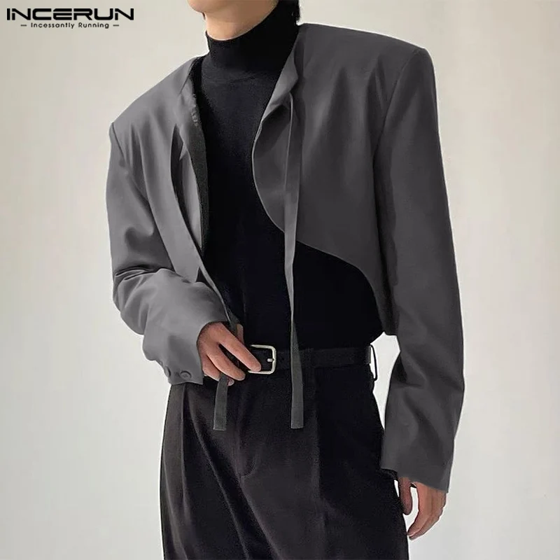 Top Trends: Fashion Casual Style Men Tops INCERUN Short Bandage Cardigan Blazer Stylish Male Loose Comfortable All-match Simple Suits S-5XL Shoppable Styles