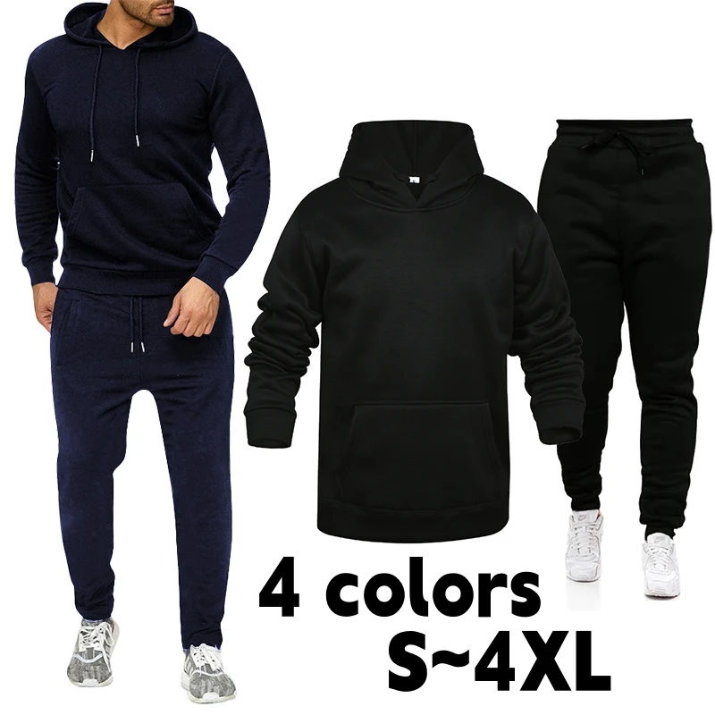 Top Trends: Men's Sports Sweater Set Simple Solid Color Men's Sports Wear Pullover Drawstring Elastic Hoodie Sweater+ Two Piece Pants Set Shoppable Styles