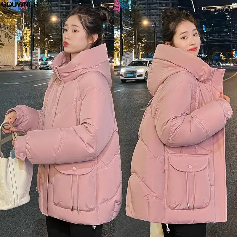 Top Trends: Women Winter Jacket Female Hooded Winter Outwear Casual Coat 2023 New Warm Thicken Cotton Coat Korean Loose Cotton Padded Jacket Shoppable Styles