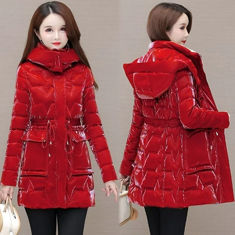 Top Trends: 2023 New Women Down Cotton Coat Winter Jacket Female Mid Length Version Parkas Loose Warm Outwear Hooded Large Size Overcoat Shoppable Styles