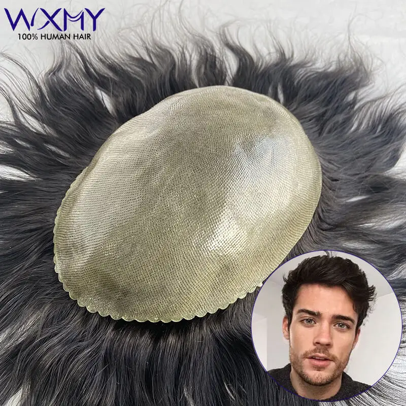 Top Trends: Clearance Double Knotted Toupee Men Silicone Microskin Male Hair Prosthesis Natural Human Hair Systems Men's Capillary Prothesis Shoppable Styles