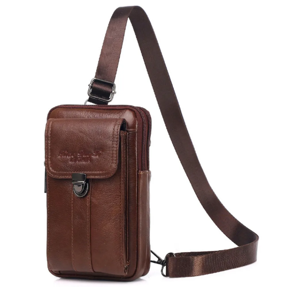 Top Trends: Vintage Leather Shoulder Messenger Bag For Men Phone Belt Waist Bag Travel Crossbody Pack Wallet Satchel Sling Chest Bags Shoppable Styles