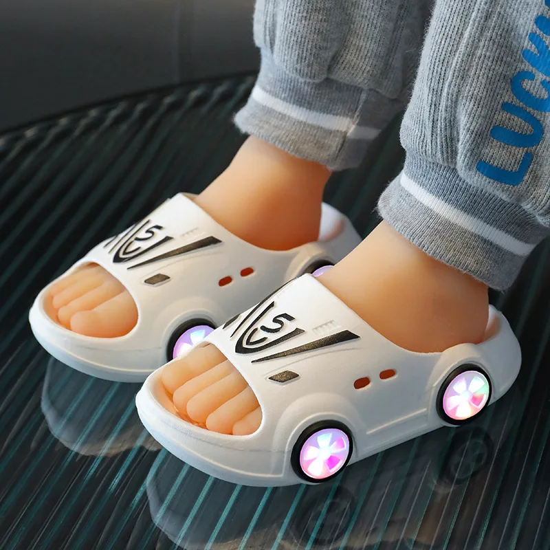 Top Trends: Warrior Kids Luminous Slippers Summer Sandal Indoor Outdoor Soft Anti-slip Cartoon Car Kids Shoes Personality Children Sandals Shoppable Styles