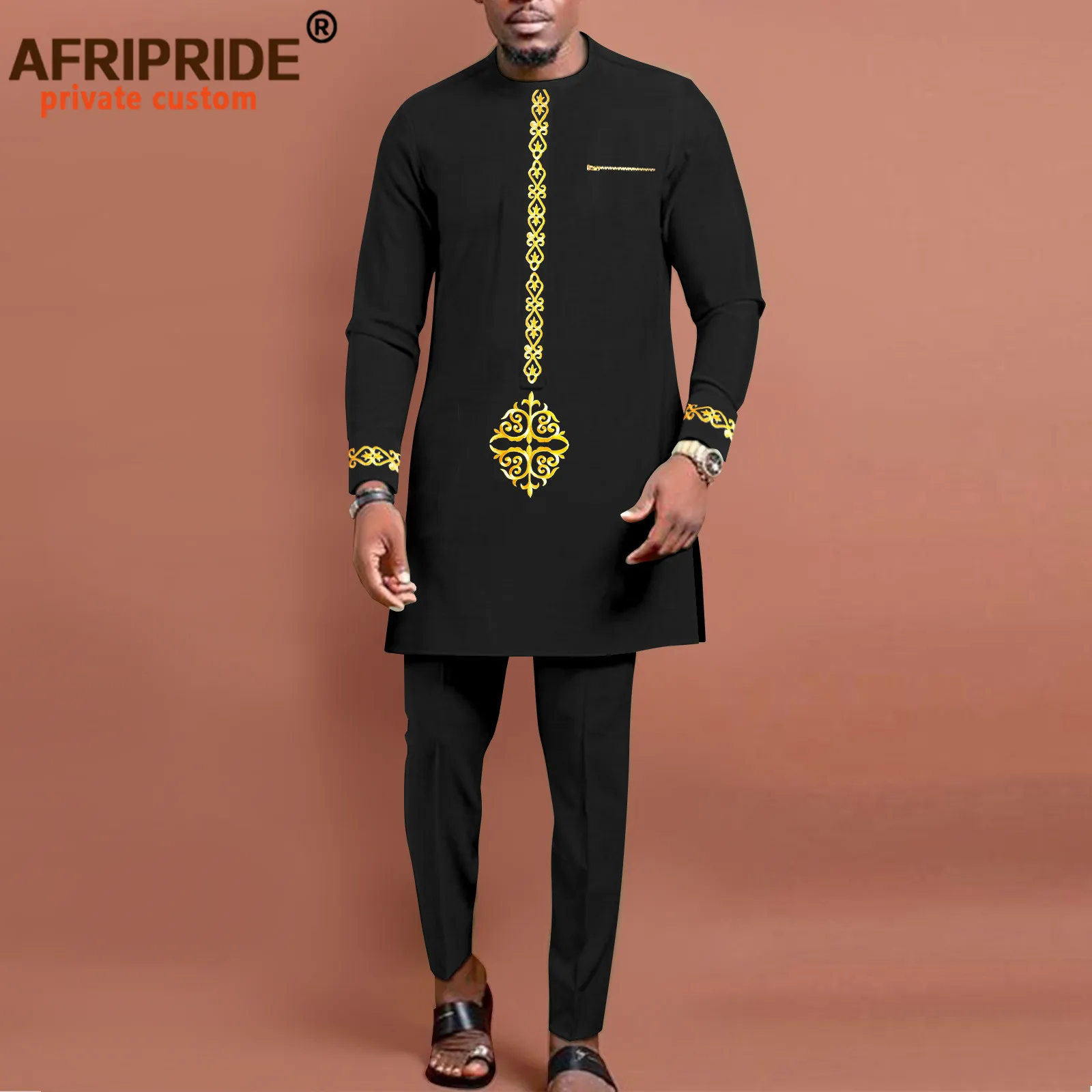 Top Trends: Bazin Riche African Suits For Men Full Sleeve Embroidery Shirts And Pants Set Dashiki Outfits Plus Size African Clothes A2216138 Shoppable Styles