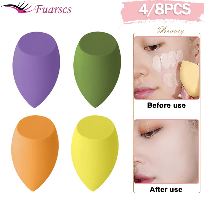 Top Trends: 4 / 8pcs Makeup Sponge Powder Puff Dry And Wet Combined Beauty Cosmetic Ball Foundation Powder Puff Bevel Cut Make Up Sponge Tools Shoppable Styles