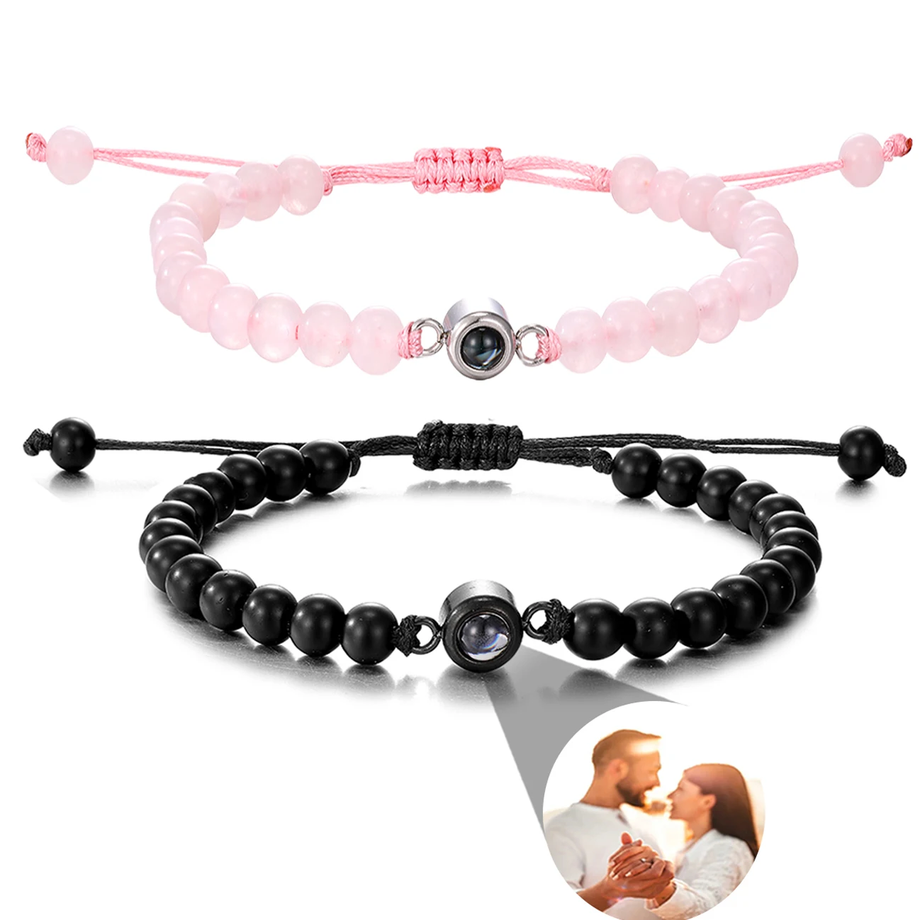 Top Trends: 2023 New &quot;I Love You&quot; 100 Languages Bracelets Personalized Photo Projection Bracelet Custom Photo Natural Stone Couple Bracelet Shoppable Styles