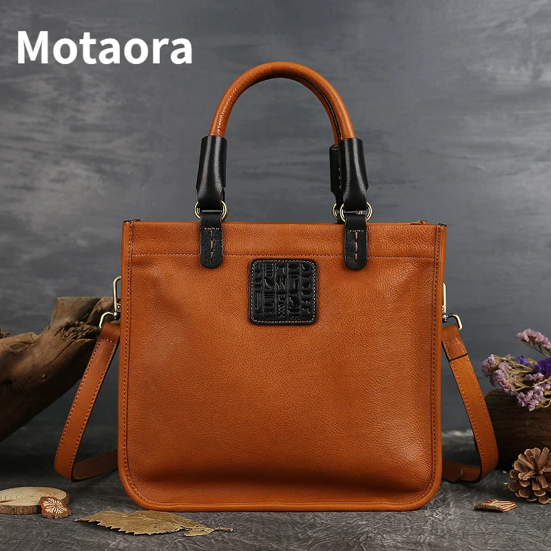 Top Trends: MOTAORA Genuine Leather Luxury Vintage Handbag Women Bags Designer Nature Cowhide Casual Tote 2024 New High Quality Female Bag Shoppable Styles