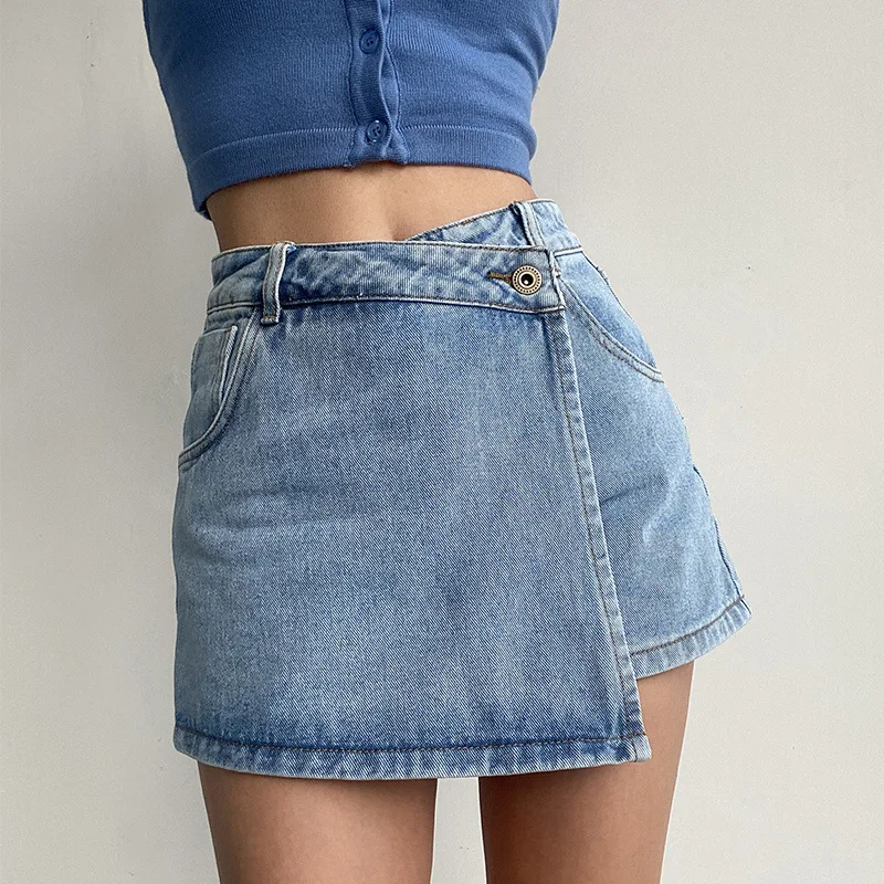 Top Trends: Mini Denim Skirts Women Slim Chic Vintage New Summer Asymmetrical Hotsweet Streetwear Design Ulzzang Student Harajuku Y2k Faldas Shoppable Styles