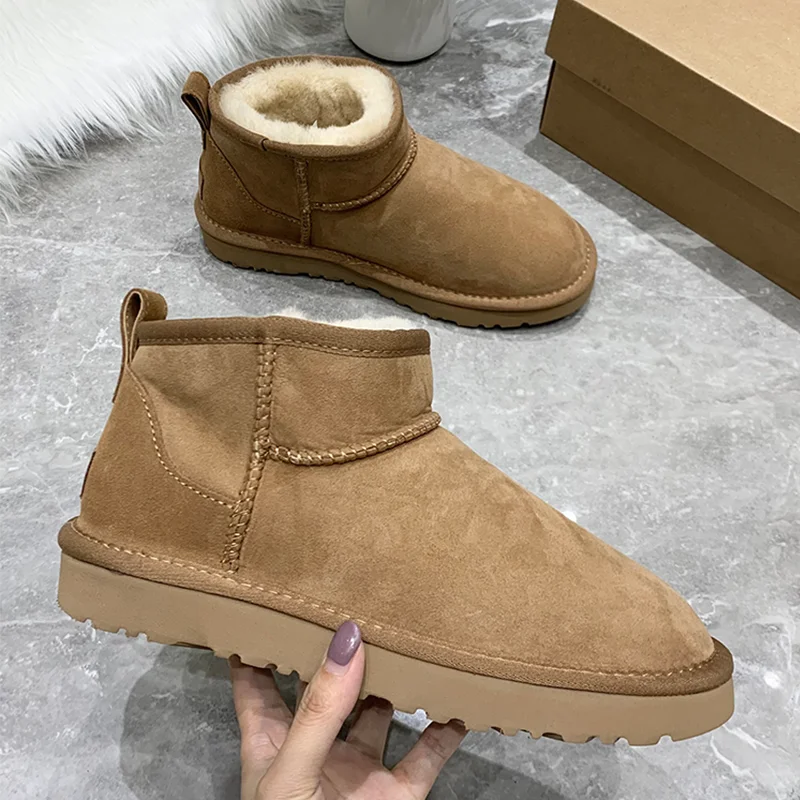 Top Trends: 2023 Winter Warm Boots Fur Ladies Snow Boots Real Sheepskin Wool Low-cut Warm Fur Shoes Man Women Winter Short Boots Shoes Shoppable Styles