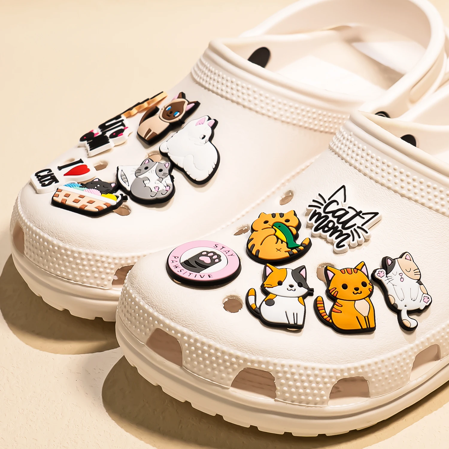 Top Trends: 1pcs PVC Cute Cat Shoe Charms Pet Orange Cat Black Cat Shoe Decoration Pins Garden Sandal Accessories For Women Girl Boy Shoppable Styles - Image 2