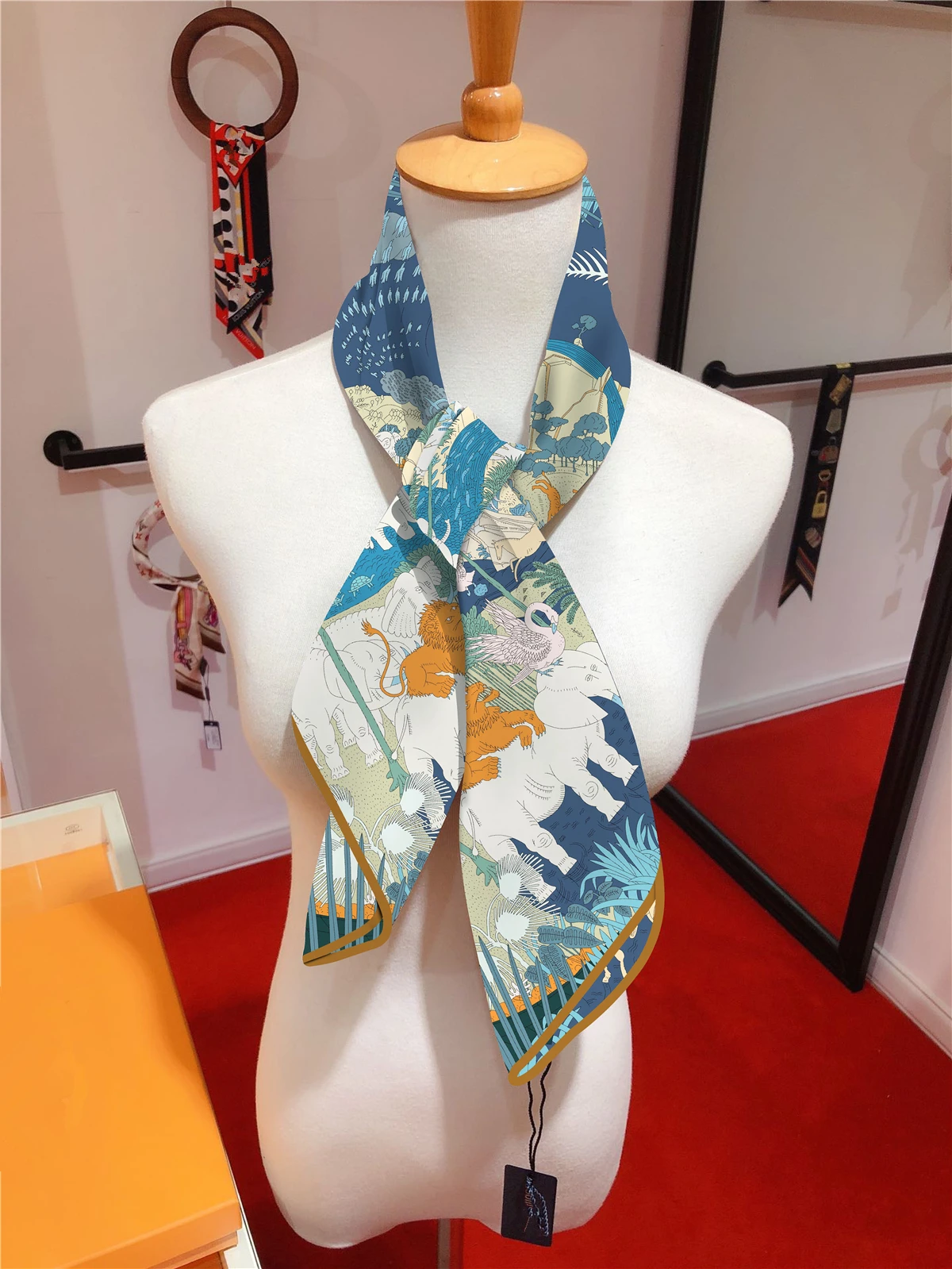 Top Trends: New Design Elephant Horse Twill Silk Scarf Shawl Brand Square Scarf Women Hijab Luxury Bandana Foulard Neckerchief Head Scarves Shoppable Styles - Image 2