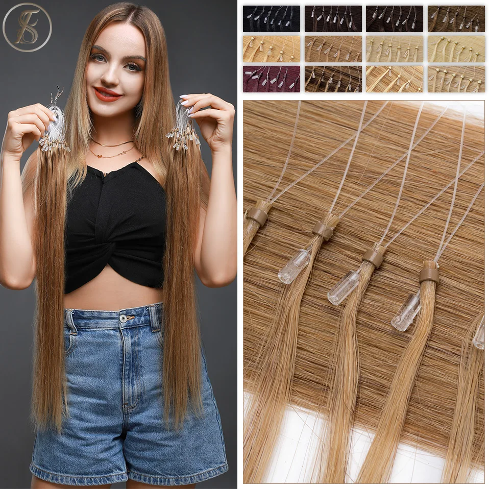 Top Trends: TESS Micro Loop Hair Extensions Human Hair Micro Link 0.5g / strand Micro Ring 18inch 100pcs Keratin Capsule Straight Natural Hair Shoppable Styles