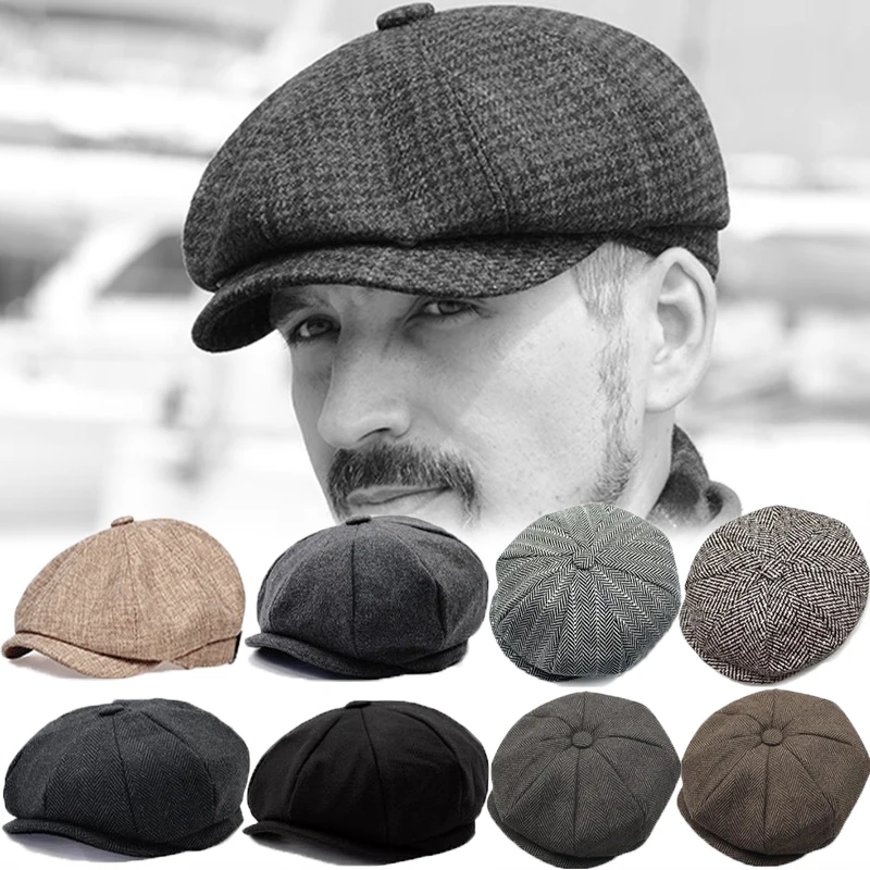 Top Trends: Gatsby Flat Berets Hats Men Vintage Newsboy Caps Gorras Vintage Striped Herringbone Wild Octagon Caps British Street Hat Shoppable Styles