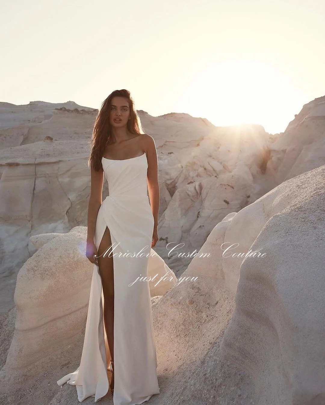 Top Trends: Merioslove Simple Soft Satin Mermaid Wedding Dresses Strapless Sleeveless Side Split Beach Bride Dress Robe De Mariée 2024 Shoppable Styles - Image 3