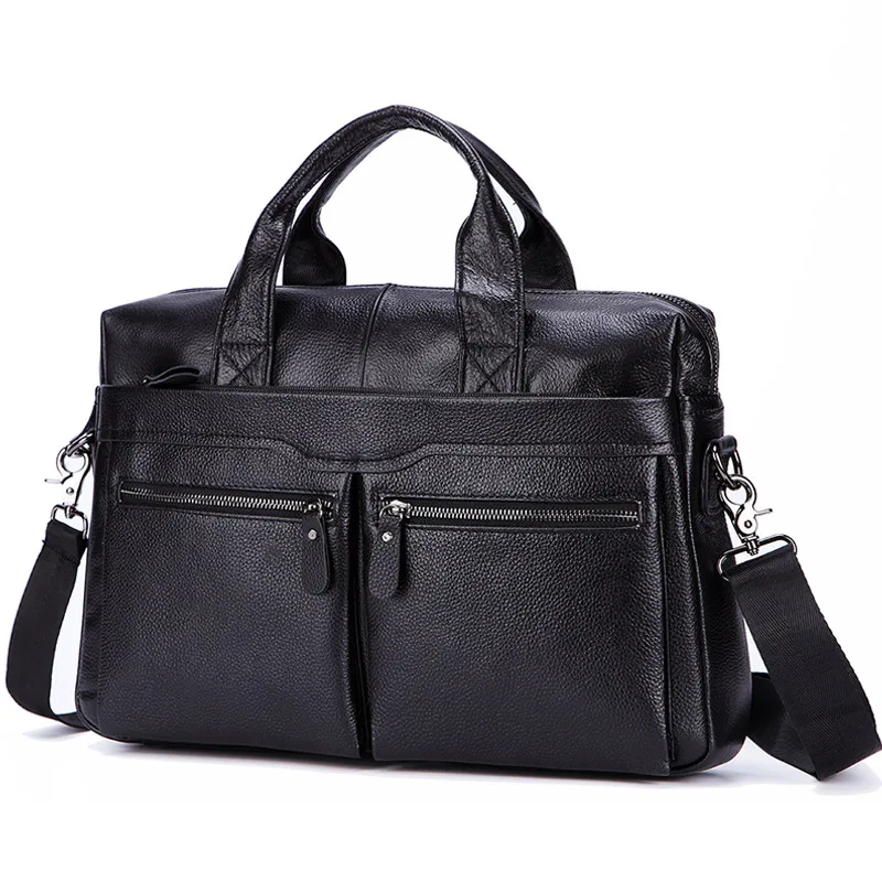 Top Trends: Black Men Genuine Leather Handbags Large Leather 14&quot; Laptop Messenger Bags Business Men&#039;s Travel Bags Shoulder Bags Briefcase Shoppable Styles